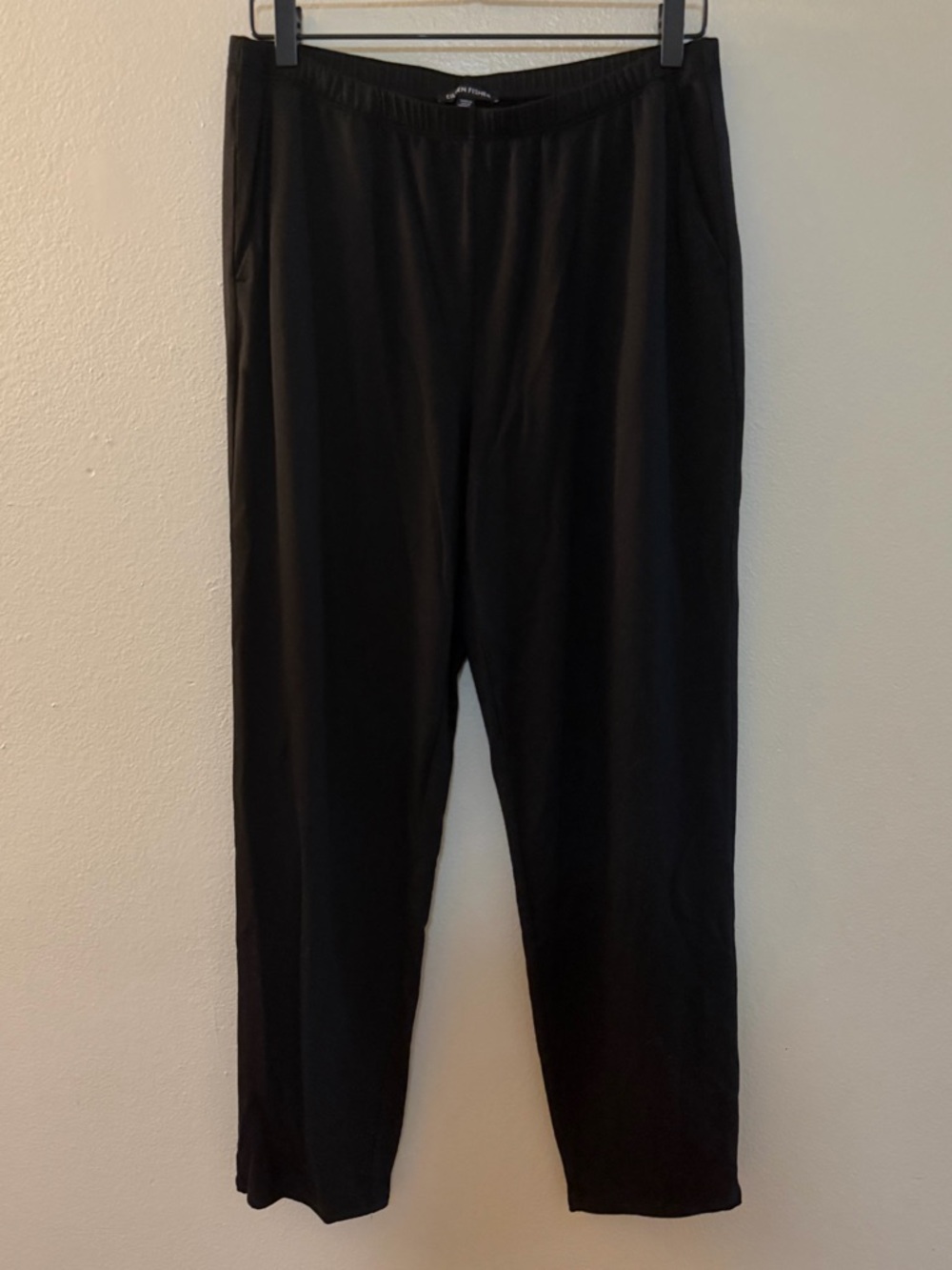 Eileen Fisher Stretch Tencel Jersey Knit Elastic Waist Pants Black - L